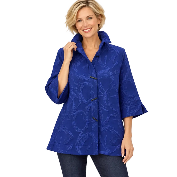 Soft Jacquard Swirl Jacket in Royal Blue - 4339-ROY