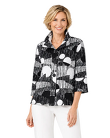 Abstract Art Print Jacket in Black & White - 5062