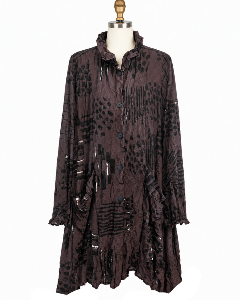 Just In! Soft Textured Tunic Jacket in Brown - 4296