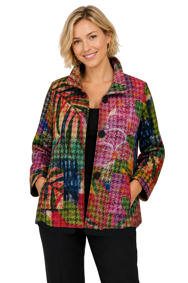 Soft Floral Knit Jacket in Multi - 5186