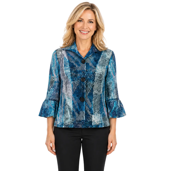 Watercolor Mesh Puffed Sleeve Jacket - 2496