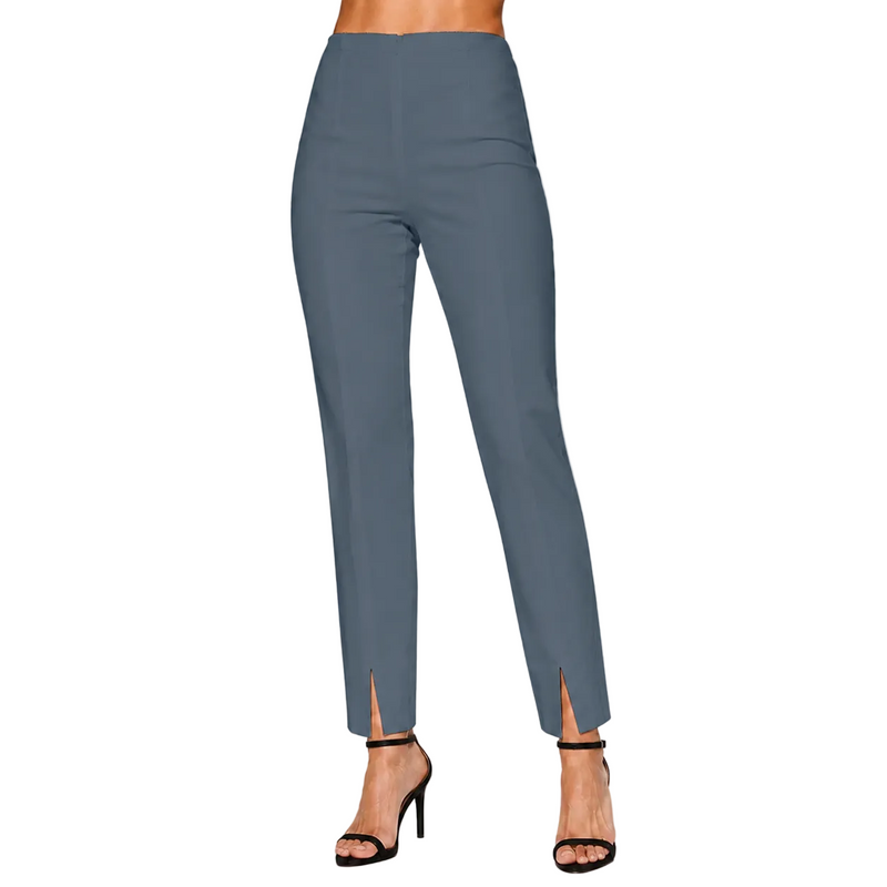 Straight Leg Pants with Front Ankle Slits in Klaveli Blue - KLA-BLU
