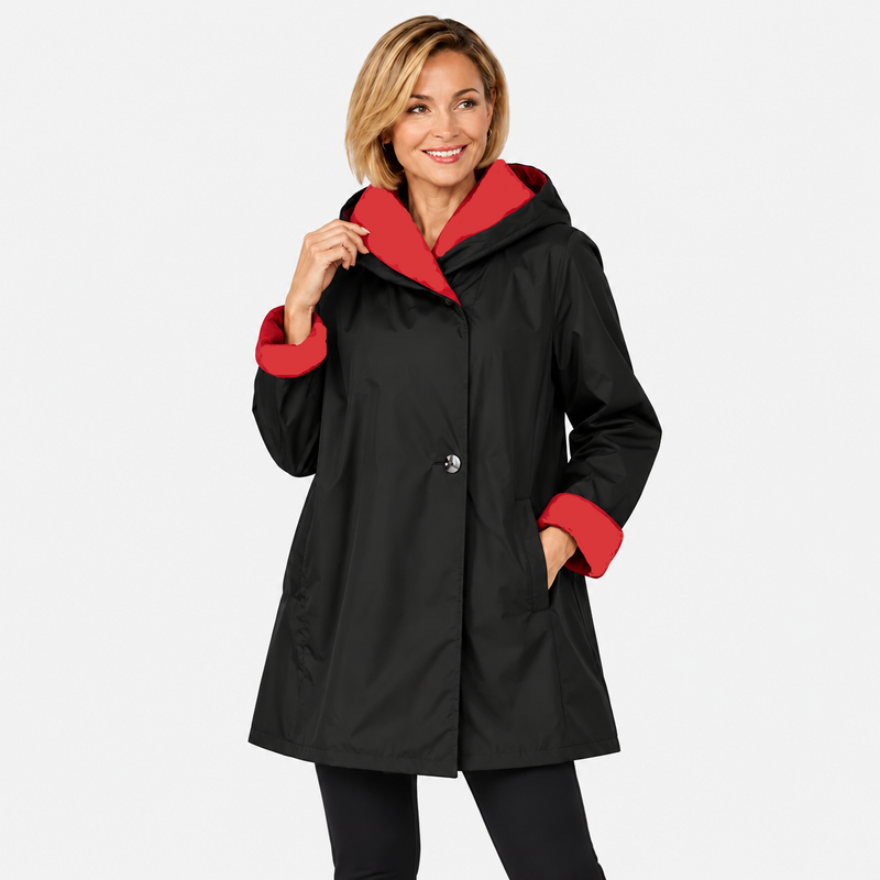 Reversible Hooded Rain Coat in Red  - SJ2606RW-1