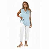 Lantern Linen Crop Pant in White- 46806-WHT
