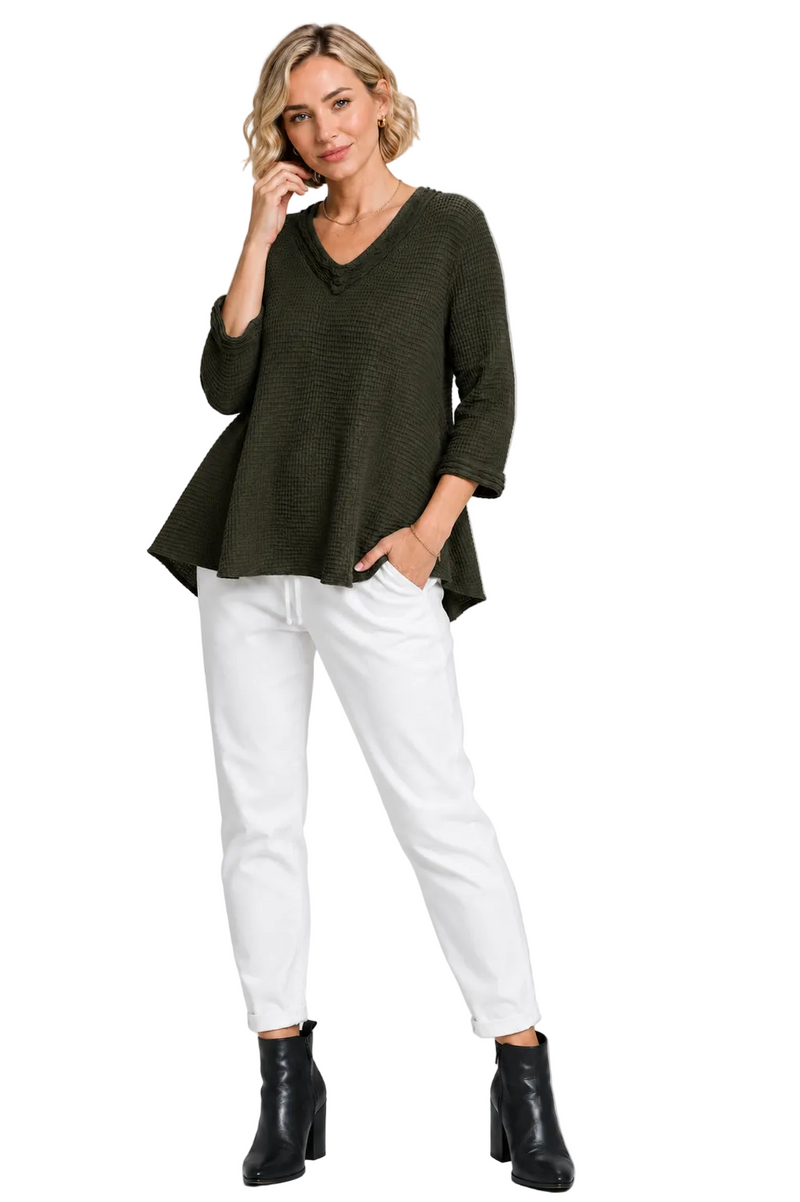 Waffle Tunic in Military - FW140-MLT - Size S Only!