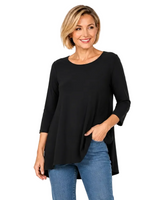 Soft Knit Back-Tie Tunic in Black - TU21-BLK - Size XS Only!