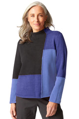 "Yin Yang" Colorblock Funnel Neck Pullover - 81254