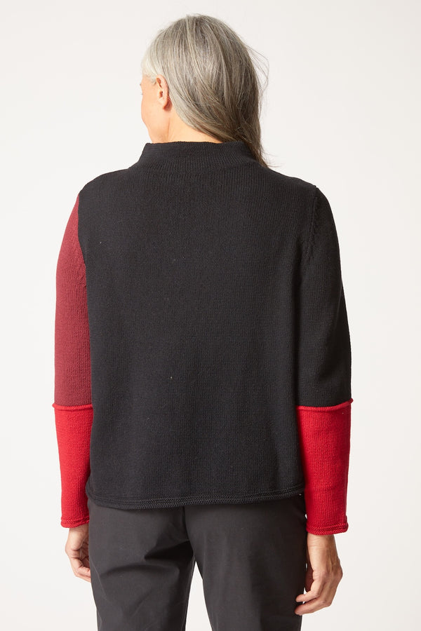 "Yin Yang" Colorblock Funnel Neck Pullover - 81254