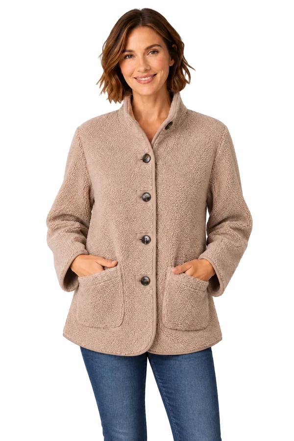 Faux Suede & Sherpa Reversible Jacket - 5147-BRN