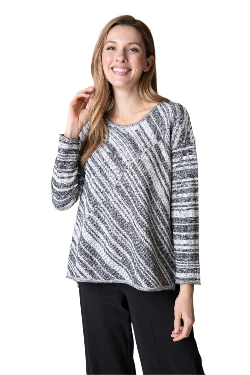 Habitat Salt & Pepper Mixed Stripe Crew - 81401