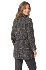 Textured Abstract Grid Mid-Length Jacket - 21827