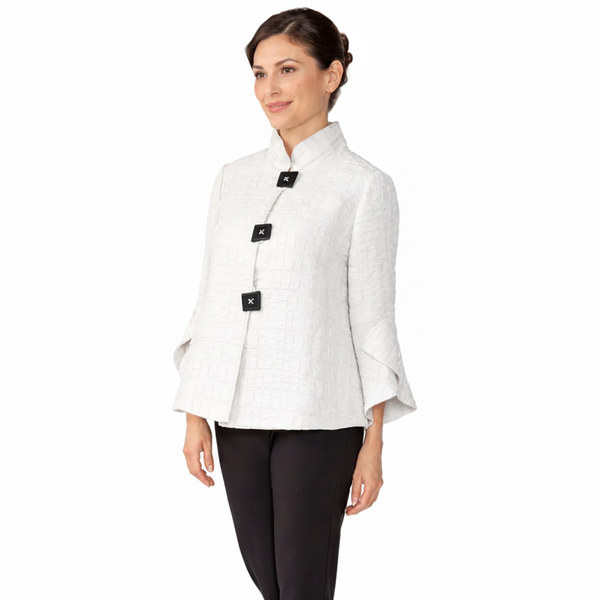 Elegant Textured Swing Jacket in White - 6990J-WHT - Limited Sizes