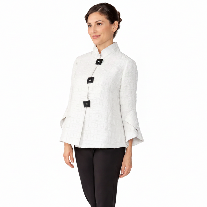 Elegant Textured Swing Jacket in White - 6990J-WHT - Limited Sizes