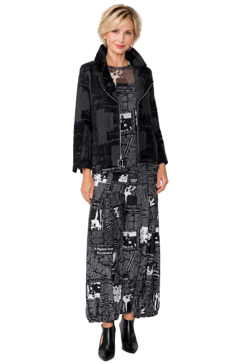 Just In! Tonal Abstract Zip-Front Jacket - 8202J