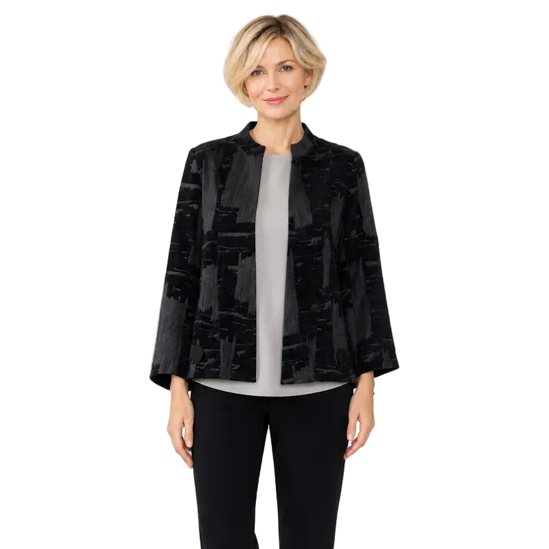 Just In! Tonal Abstract Open Front Jacket - 8216J