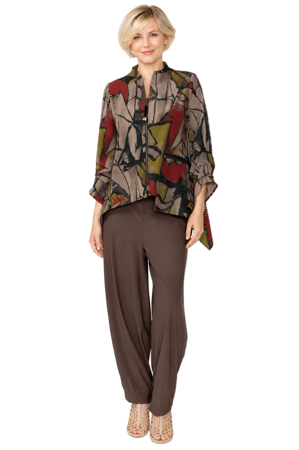 Just In! Abstract Print Asymmetric Jacket - 8219T