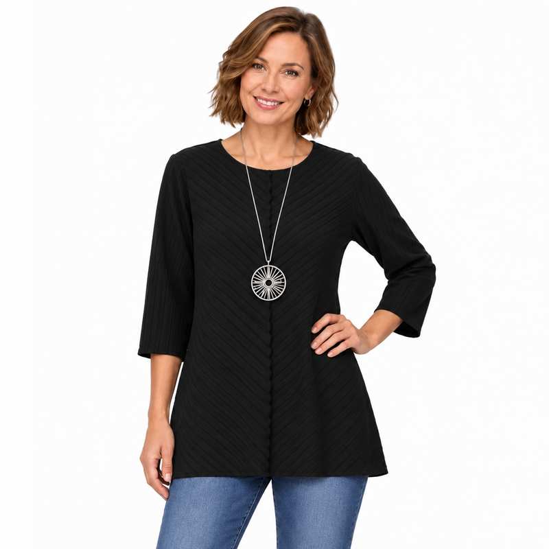 Diagonal Rib Cotton Tunic in Plus Sizes - CS342P