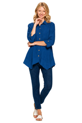 Textured Cotton Shirt in Capri Blue - EC-402-BLU - Size S Only - Final Sale!