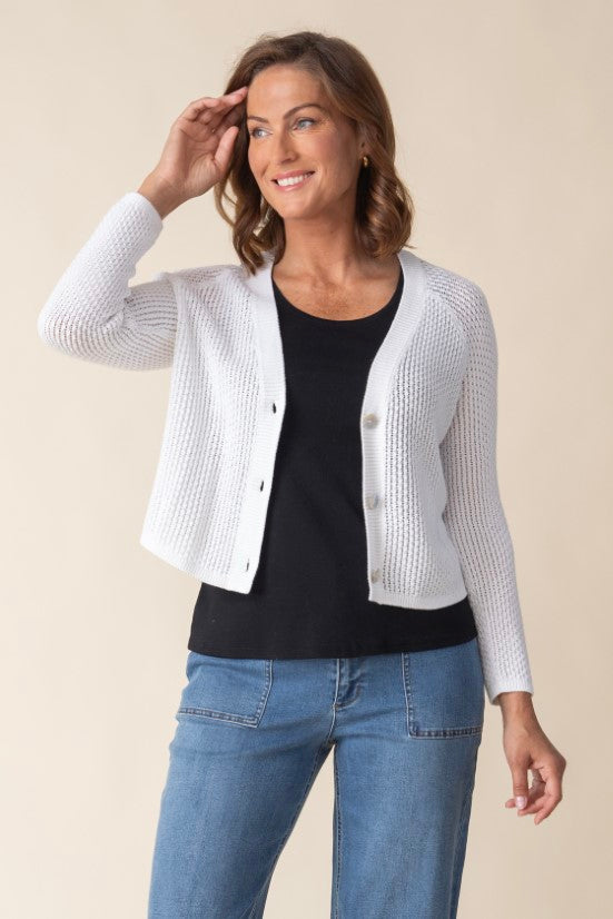 Coastal Crochet V-Neck Cardigan - 84017