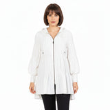 Tiered Zip-Front Tunic Jacket in White - 8420J-WHT