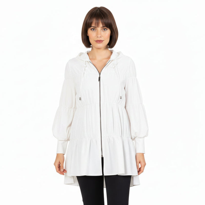Tiered Zip-Front Tunic Jacket in White - 8420J-WHT – Shop My Fair Lady