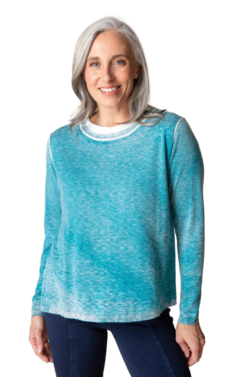 Habitat Layered Looks Sweater - TEAL - image 1