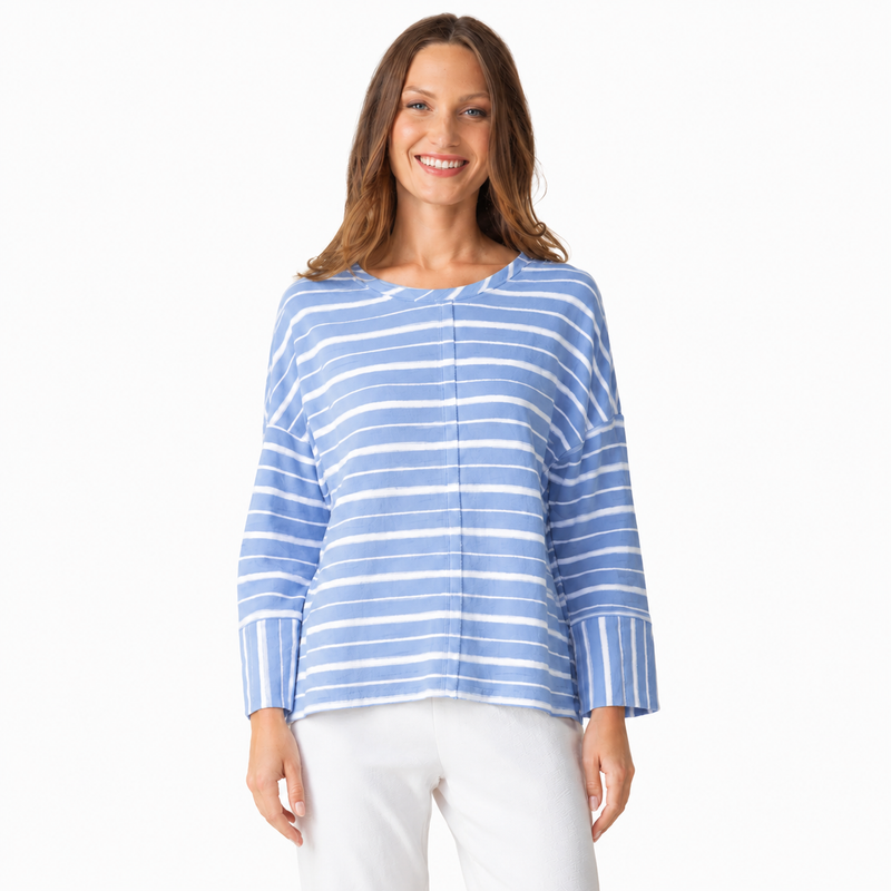 Soft French Terry Striped Top - 85306 - Size XL Only!