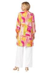 Watercolor Print Jacket in Pink/Multi - 7292J-PNK - Sizes L & XL Only!