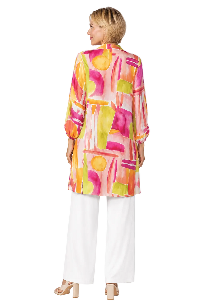Watercolor Print Jacket in Pink/Multi - 7292J-PNK - Sizes L & XL Only!