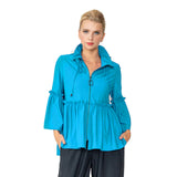 Shirred Peplum Jacket in Turquoise - 4646J-TQ