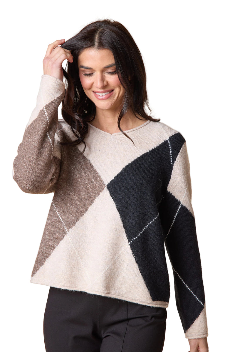 Habitat Alpine Argyle Pullover - DOVE - image 1