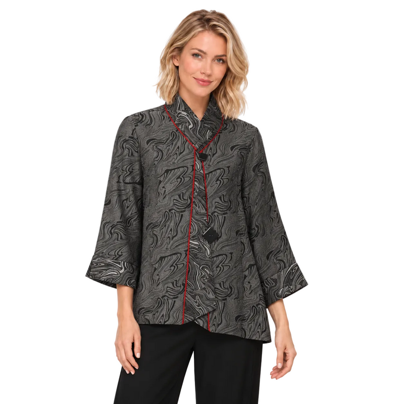 Just In! Elegant Jacquard Swirl Jacket in Silver -  2324-SLV