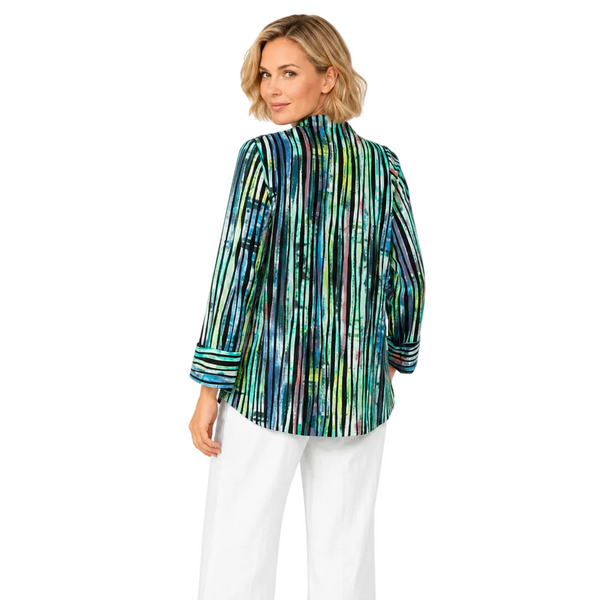 Ombré Stripe Asymmetric Jacket  - 6942J-BLU