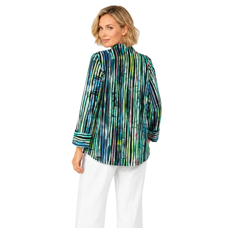 Ombré Stripe Asymmetric Jacket  - 6942J-BLU