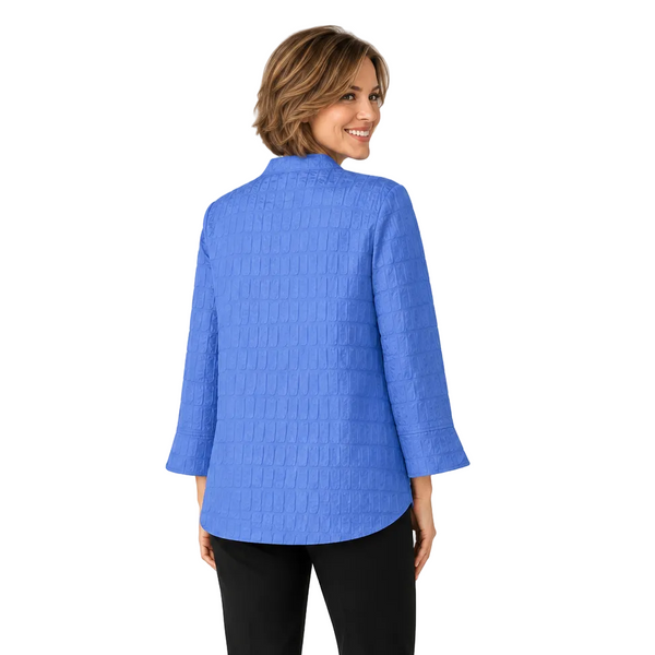 Textured Jacquard One-Button Jacket in Blue - 6288J-BLU