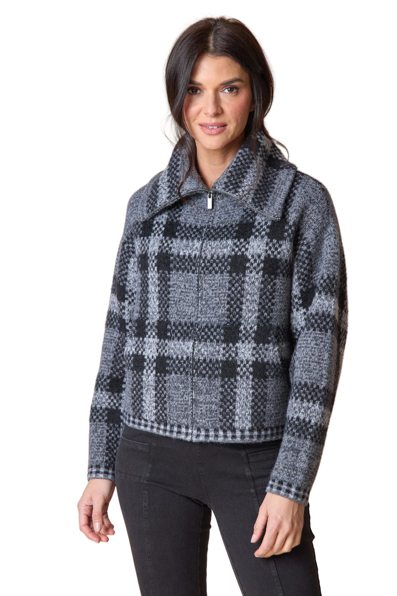Habitat Double Faced Quilts Plaid About You Zip Jacket - SLATE - image 1