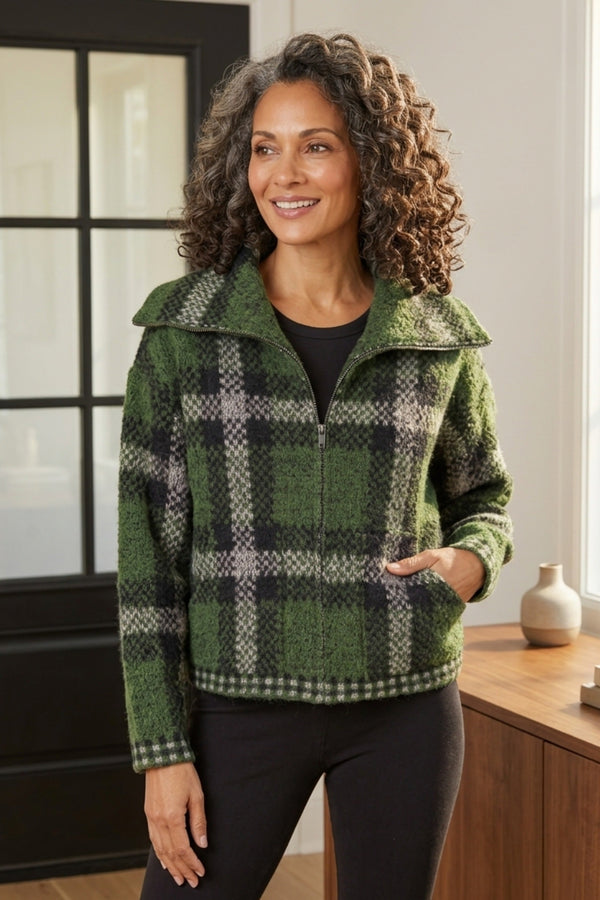 Double Faced Quilts Plaid About You Zip Jacket - 87521