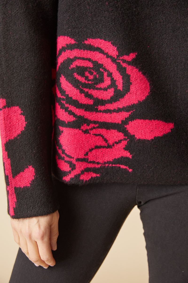 Habitat Floral Foliage Pullover - BLACK - image 2