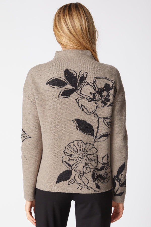 Floral Intarsia Sweater in Driftwood - 87922