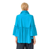 Shirred Peplum Jacket in Turquoise - 4646J-TQ