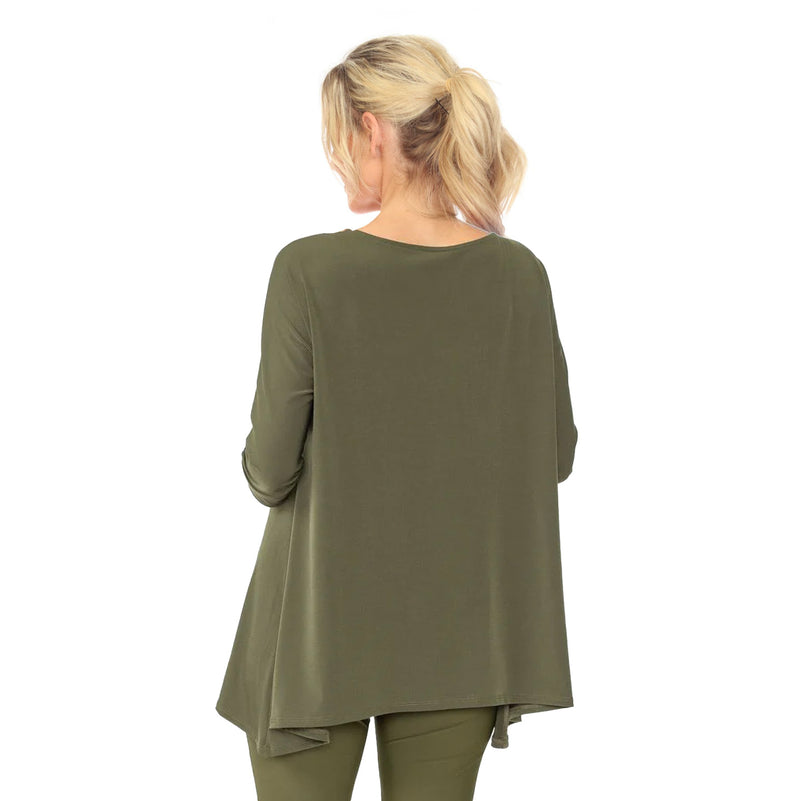 IC Collection Solid 3D Rose Applique Tunic in Olive - 5871T-OLV