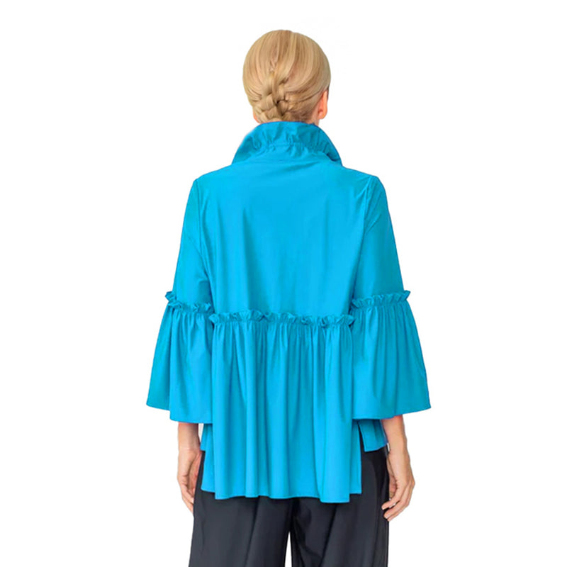 IC Collection Shirred Peplum Jacket in Turquoise - 4646J-TQ