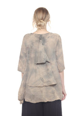 Subtle Tie-Dye V-Neck Tunic in Taupe - 8837