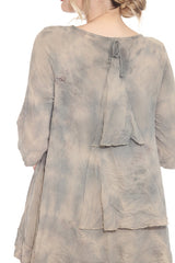 Subtle Tie-Dye V-Neck Tunic in Taupe - 8837