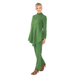 Solid High Collar Asymmetric Tunic in Hunter Green - 4759T-HNT