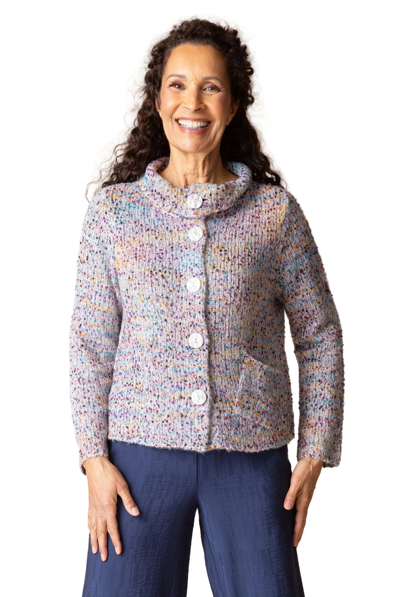 Habitat Confetti Funnel Cowl Cardigan - WINTER WHITE - image 1