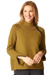Zip Neck Sweater - 89108 in Avocado - Front View