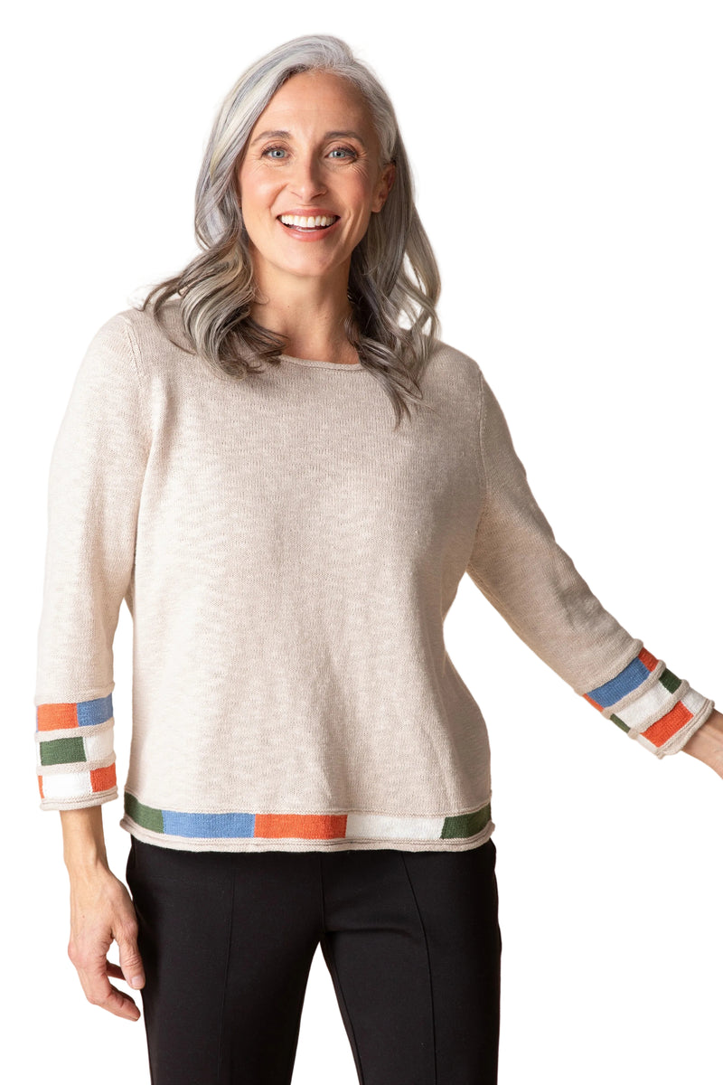 Boardwalk Sweaters Raglan Mosaic Pullover - 89704
