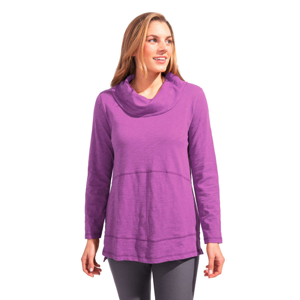 Escape by Habitat Cowl Neck High Low Tunic in Plum - 10048-PLM