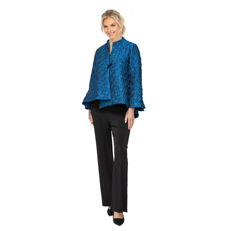 Striking Textured Asymmetric Jacket in Blue - 7567J-BlU